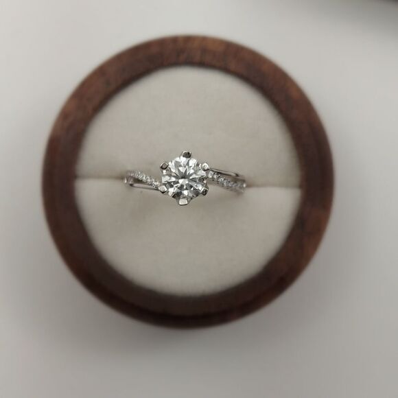1 Carat Wave Moissanite 925 Silver Engagement Ring - Picture 2 of 12